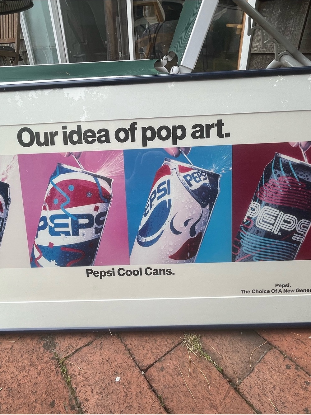 Pepsi 'Our Idea of Pop Art' Framed Home Art Print - White/Blue/Pink vintage 1990